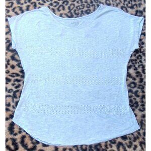 Apt. 9 Women's Gray Striped Rhinestone Accent Short Sleeve Basic T-Shirt Top PM